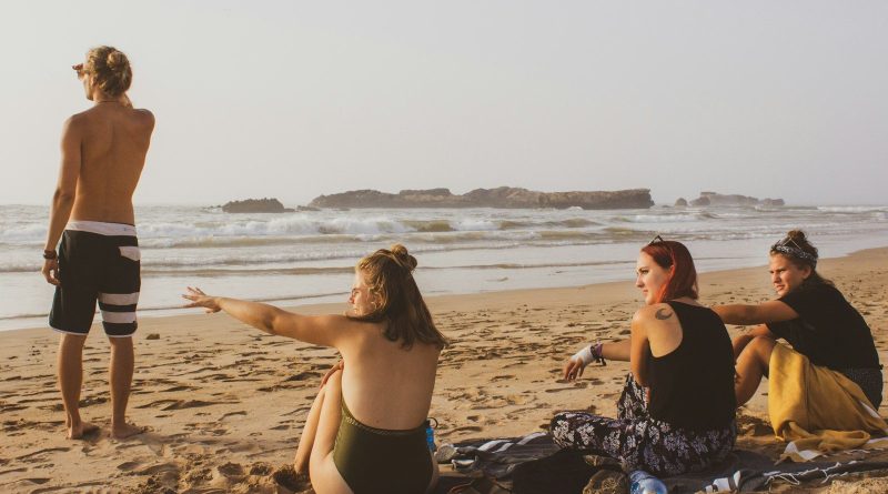 group of people on beach